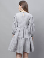 Thumbnail for Jainish Women's Peach Self Design Tiered Dress - Distacart