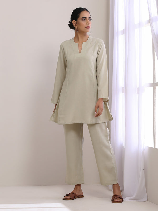 trueBrowns Light Grey Slub Co-Ord Set - Distacart