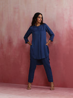 Thumbnail for trueBrowns Blue Modal High Low Kurta Co-ord Set