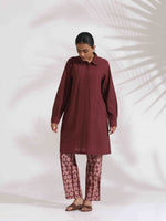 Thumbnail for trueBrowns Brown Cotton Solid Kurta Co-ord Set