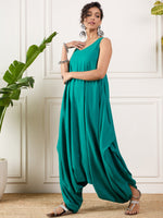 Thumbnail for InWeave Teal Round Sleeveless Jumpsuit
