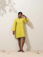 Thumbnail for trueBrowns Lime Cotton Linen Dress