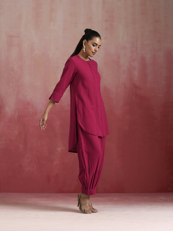 trueBrowns Magenta Cotton Kurta Co-ord set