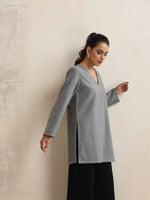 Thumbnail for trueBrowns Grey Winter High Slit Top