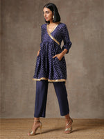 Thumbnail for trueBrowns Blue Bandhani Printed Silk Co-Ord Set - Distacart