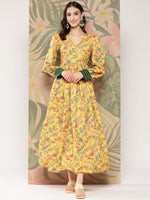 Thumbnail for Ahalyaa Floral Printed Tie-Ups Crepe Empire Ethnic Dress - Distacart