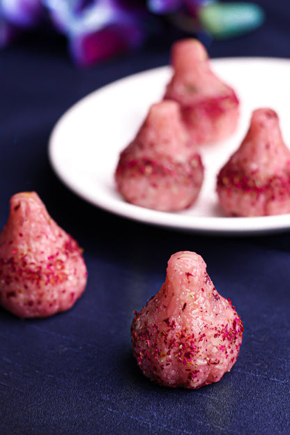 royal rose and cashew modak with pichwai box