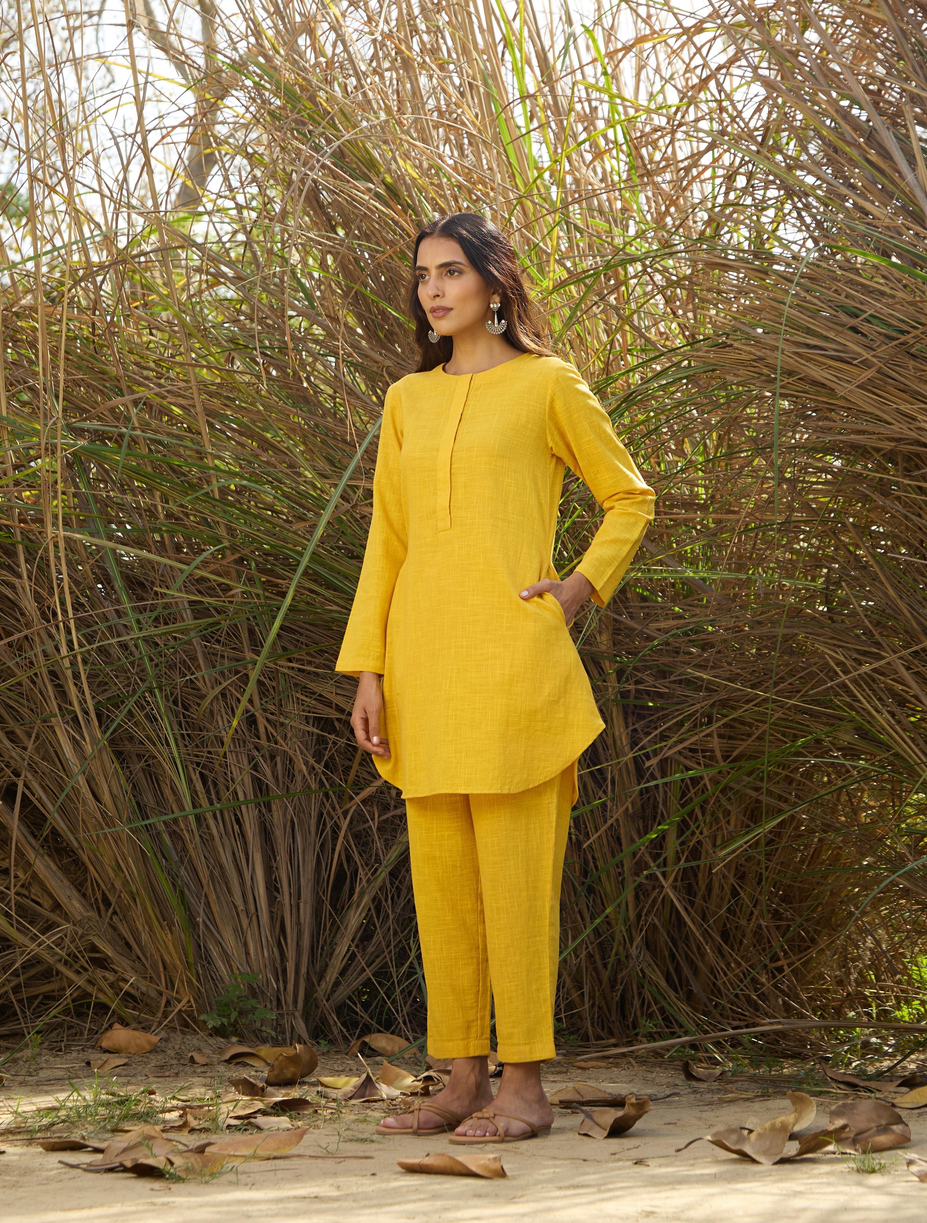 trueBrowns Mustard Cotton Co-ord Set - Distacart