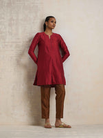 Thumbnail for trueBrowns Red Silk Kurta Co-ord Set