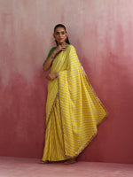 Thumbnail for trueBrowns Lime Muslin Silk Saree - Distacart