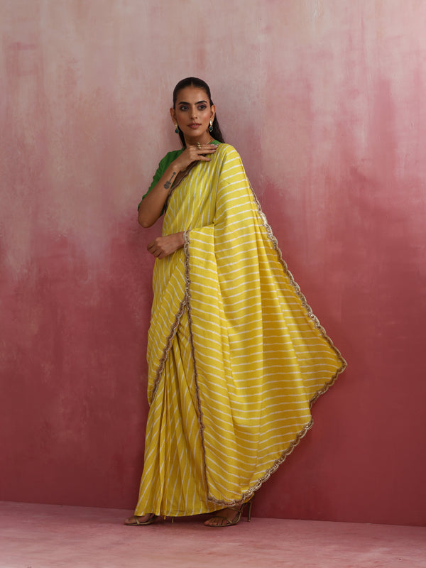 trueBrowns Lime Muslin Silk Saree - Distacart