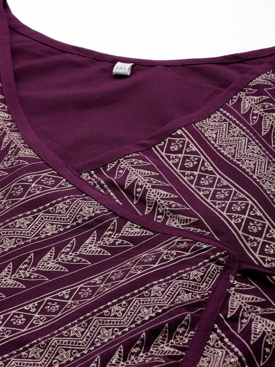 Ahalyaa Plus Size V-neck Maxi Ethnic Dress - Distacart