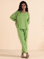 Thumbnail for trueBrowns Green Cotton Dobby Short Co-ord Set - Distacart