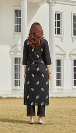 Thumbnail for BulBul Rashmika Cotton Black Kurta Set