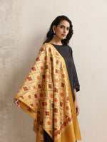 Thumbnail for trueBrowns Mustard Embroidered Woollen Stole