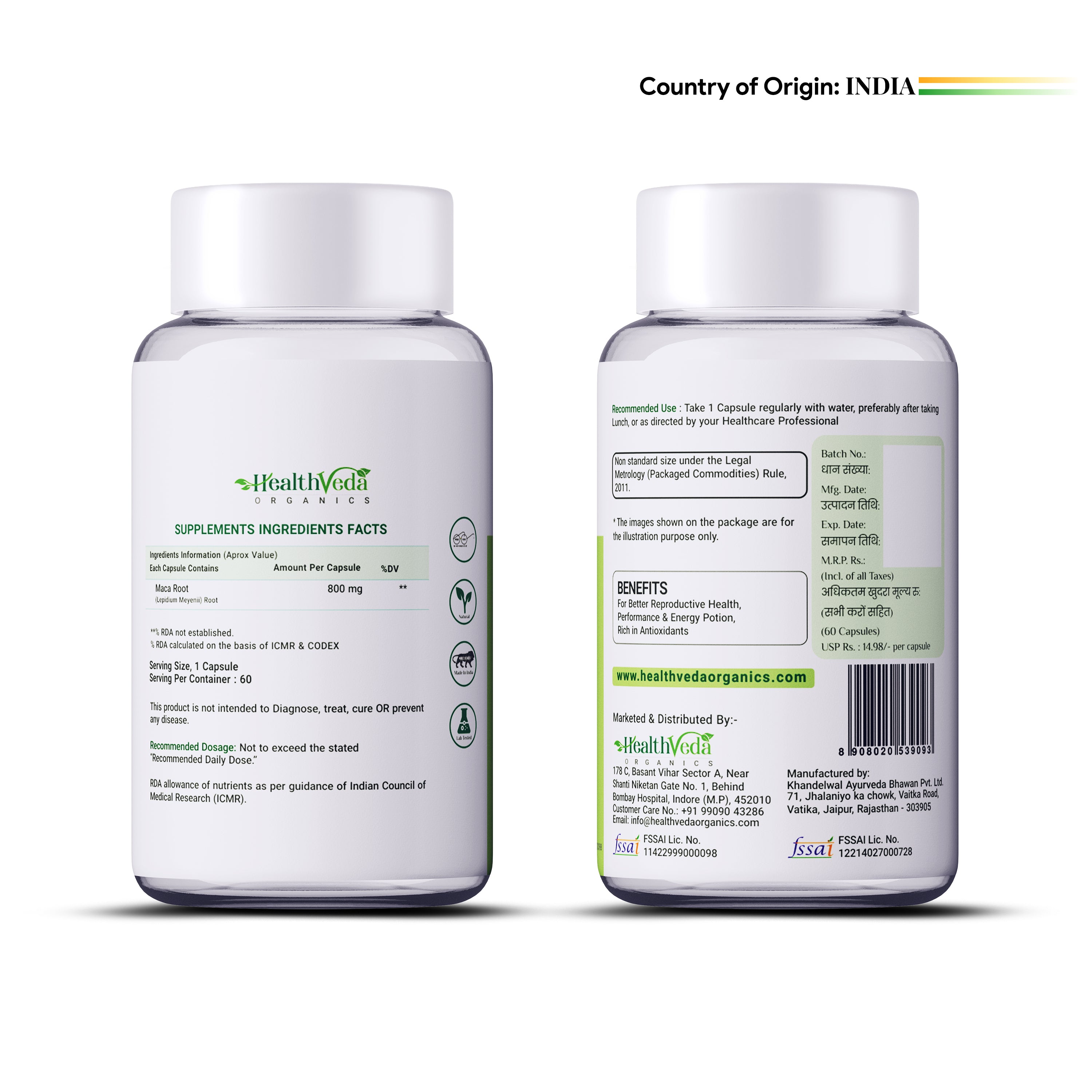 Health Veda Organics Maca Root Capsules - Distacart