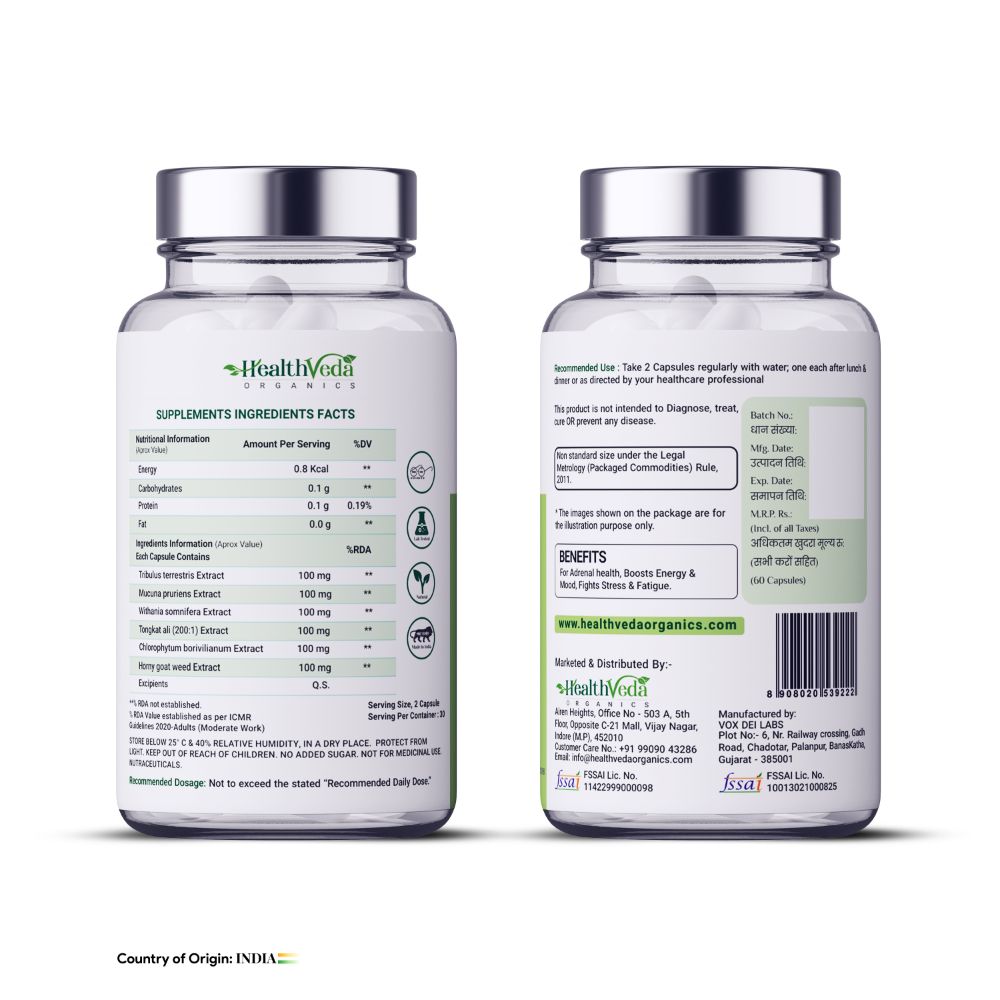 Health Veda Organics Performance Timer Veg Capsules For Men - Distacart