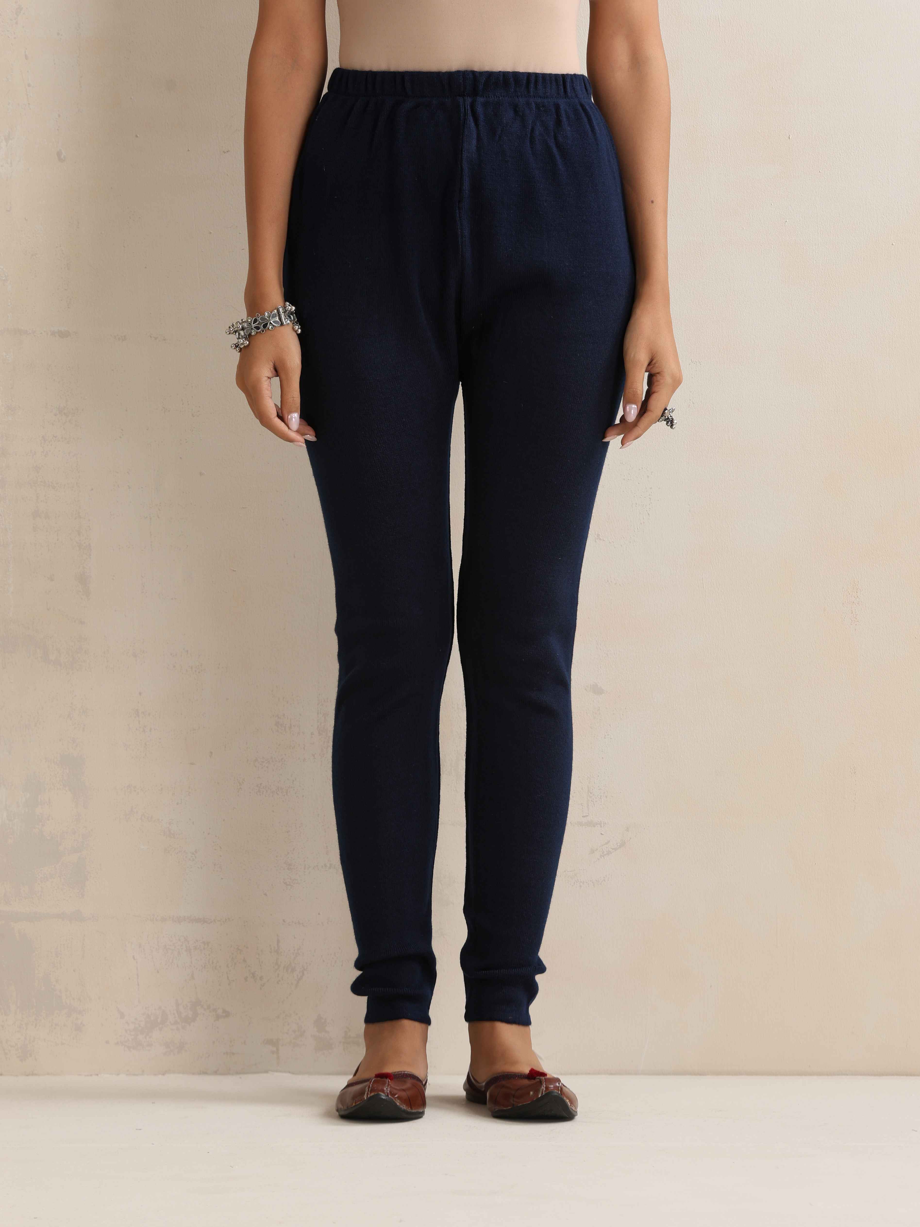trueBrowns Navy Woollen Leggings - Distacart