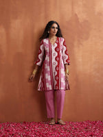 Thumbnail for trueBrowns Pink Geometric Print Kurta Co-ord Set