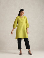 Thumbnail for trueBrowns Green Cotton Blend Short Kurta