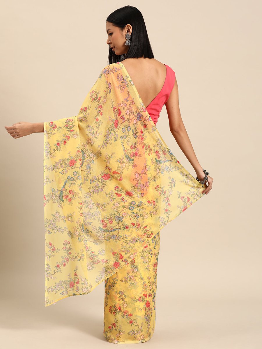 Ahalyaa Floral Poly Chiffon Saree - Distacart