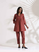 Thumbnail for trueBrowns Pink Slub Pleated Co-ord Set