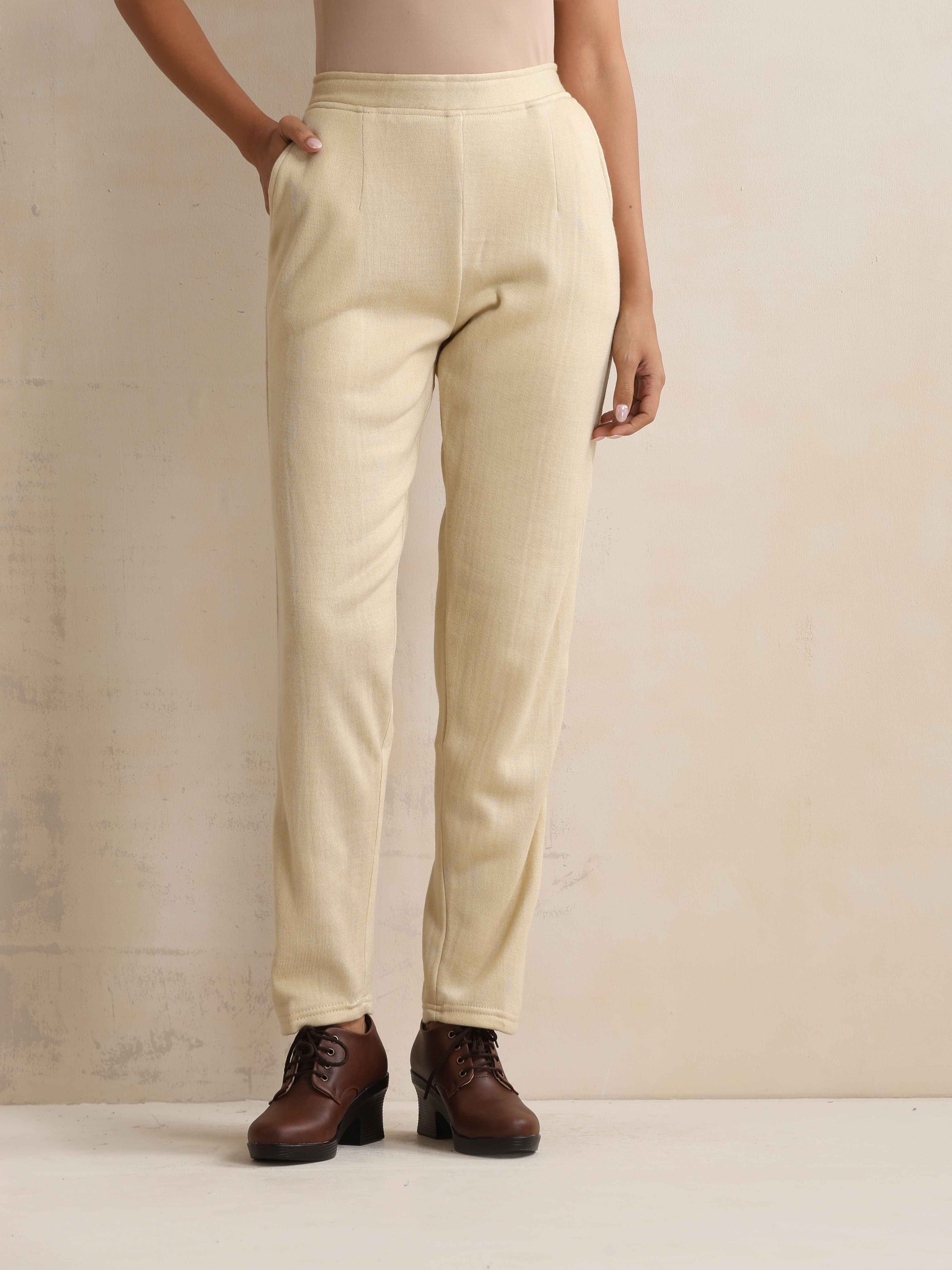 trueBrowns Beige Woollen Pants - Distacart
