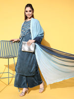 Thumbnail for Ahalyaa Women Gotta Patti Velvet Kurta with Palazzos & With Dupatta - Distacart