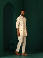 Thumbnail for trueBrowns Men's Ivory Multi color Floral Cotton Co-ord Set - Distacart