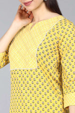 Thumbnail for Ahika Yellow Pure Cotton Straight Kurta Pant With Dupatta