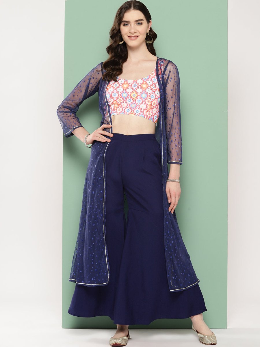 Ahalyaa Printed Ethnic Co-Ords with Shrug - Distacart