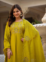Thumbnail for Pramukh Fab Mustard Color Viscose Mango Silk Kurta Set - Distacart