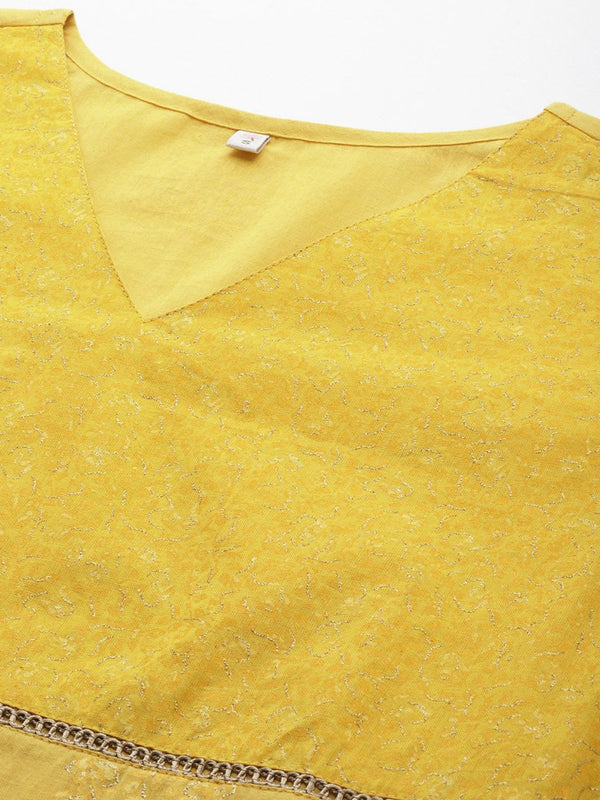 Ahalyaa Ethnic Motifs Printed Puff Sleeves Gotta Patti Kurta - Distacart