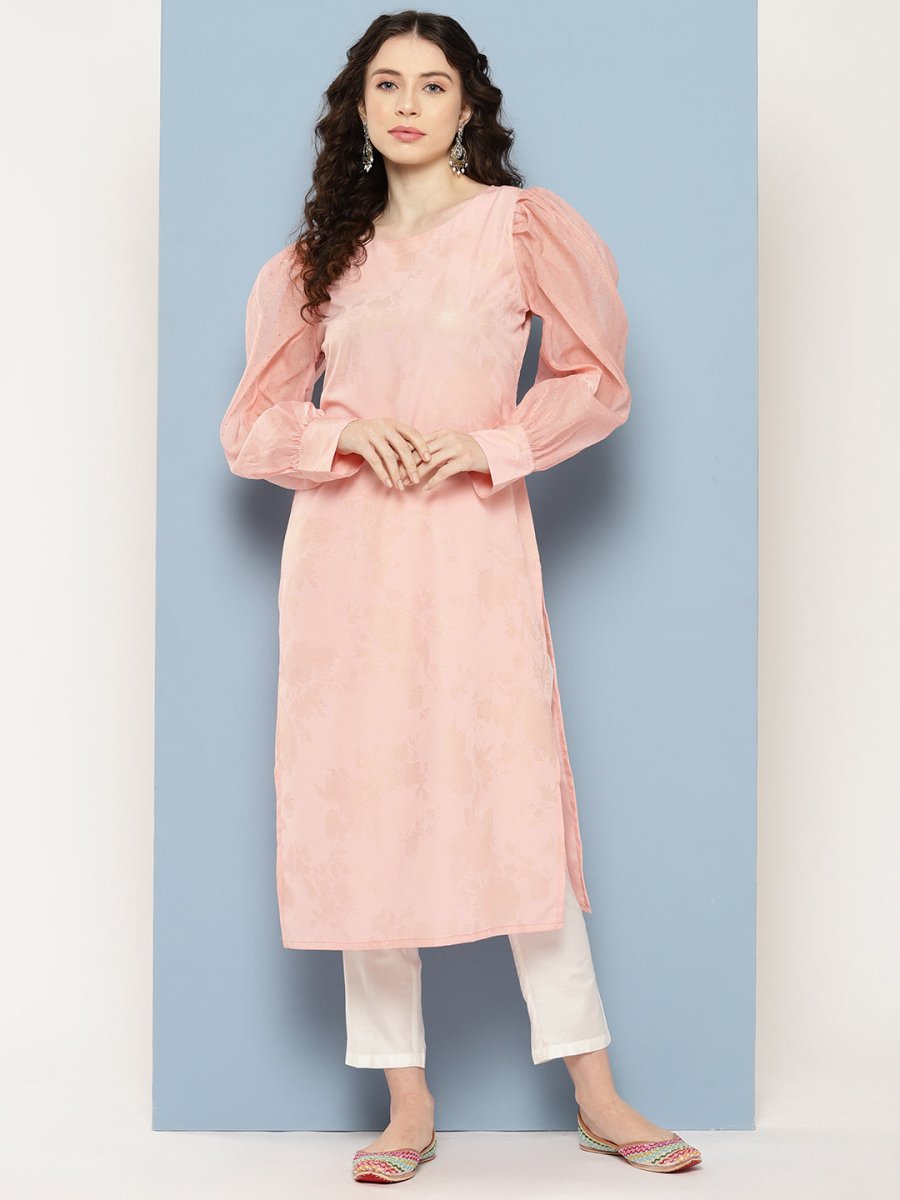 Ahalyaa Women Floral Printed Pastels Crepe Kurta - Distacart