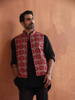 Thumbnail for trueBrowns Men's Beige Printed Nehru Jacket