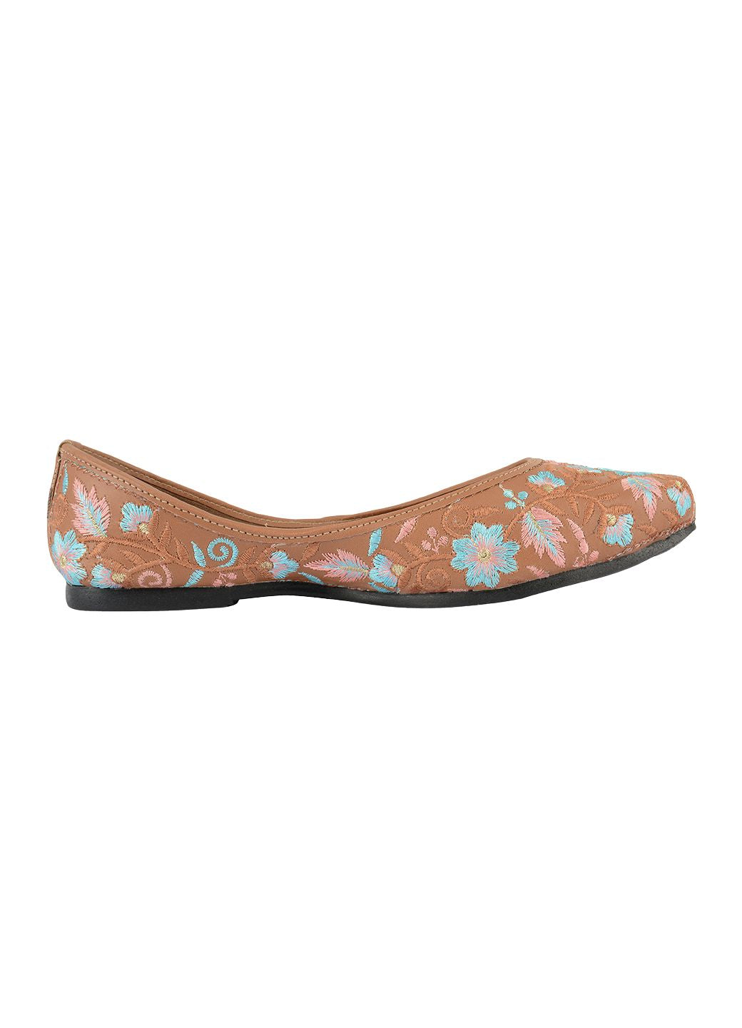 Desi Colour Women Indian Ethnic Footwear-Cushioned Peach Floral - Distacart