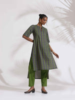 Thumbnail for trueBrowns Grey Cotton Print Highlow Kurta Set