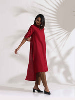 Thumbnail for trueBrowns Maroon Slub Highslit Kurta Set