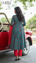 Thumbnail for BulBul Anupama Cotton Blue Kurta Set with Dupatta