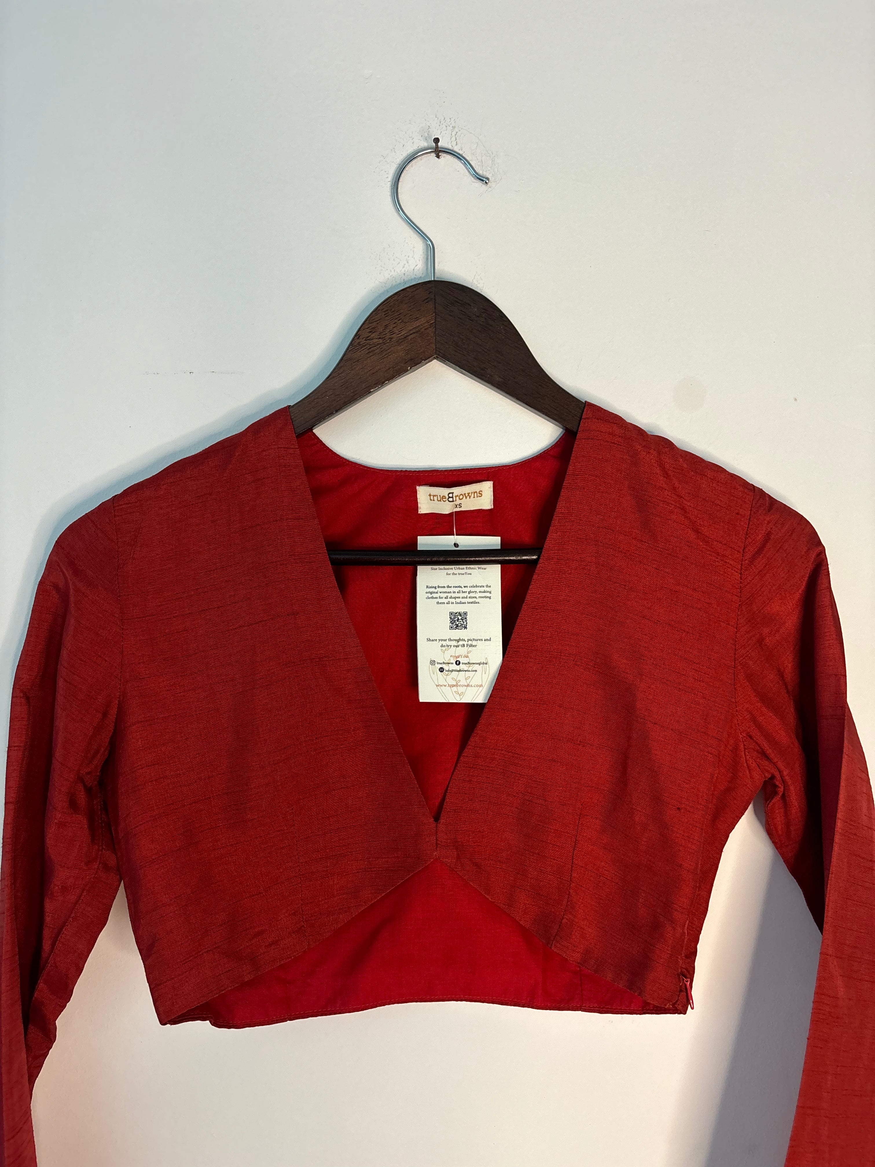 trueBrowns Rust Silk Blouse - Distacart