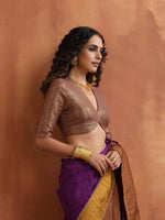 Thumbnail for trueBrowns Brown Gold Metallic Blouse