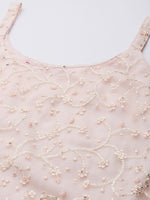 Thumbnail for Varanga Peach Embroidered Kurta Paired With Tonal Sharara And Dupatta - Distacart