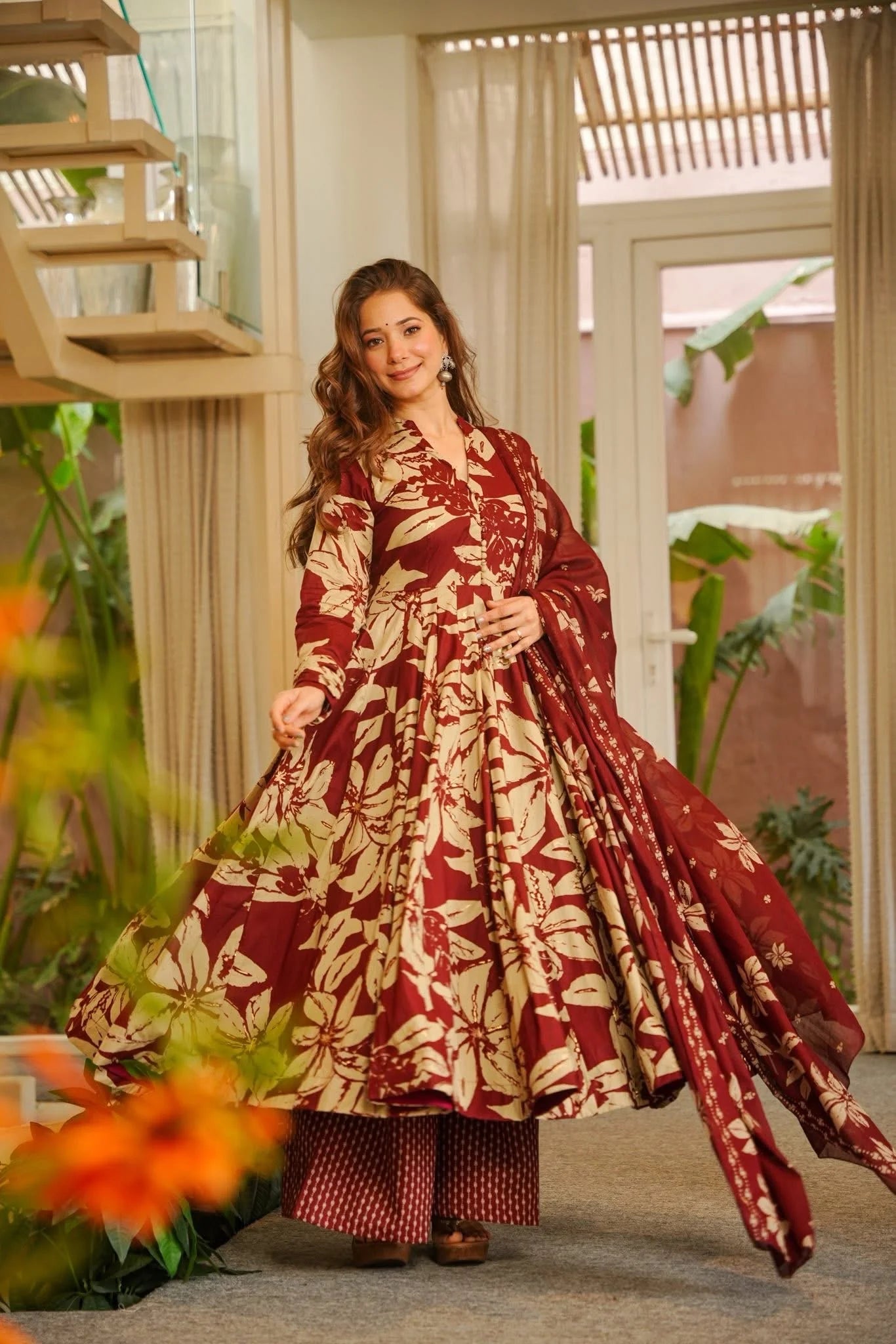 Yash Enterprise Red Muslin Cotton Silk Party Wear Embroidery Suit Set - Distacart