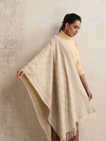 Thumbnail for trueBrowns Beige Geometric Woollen Stole