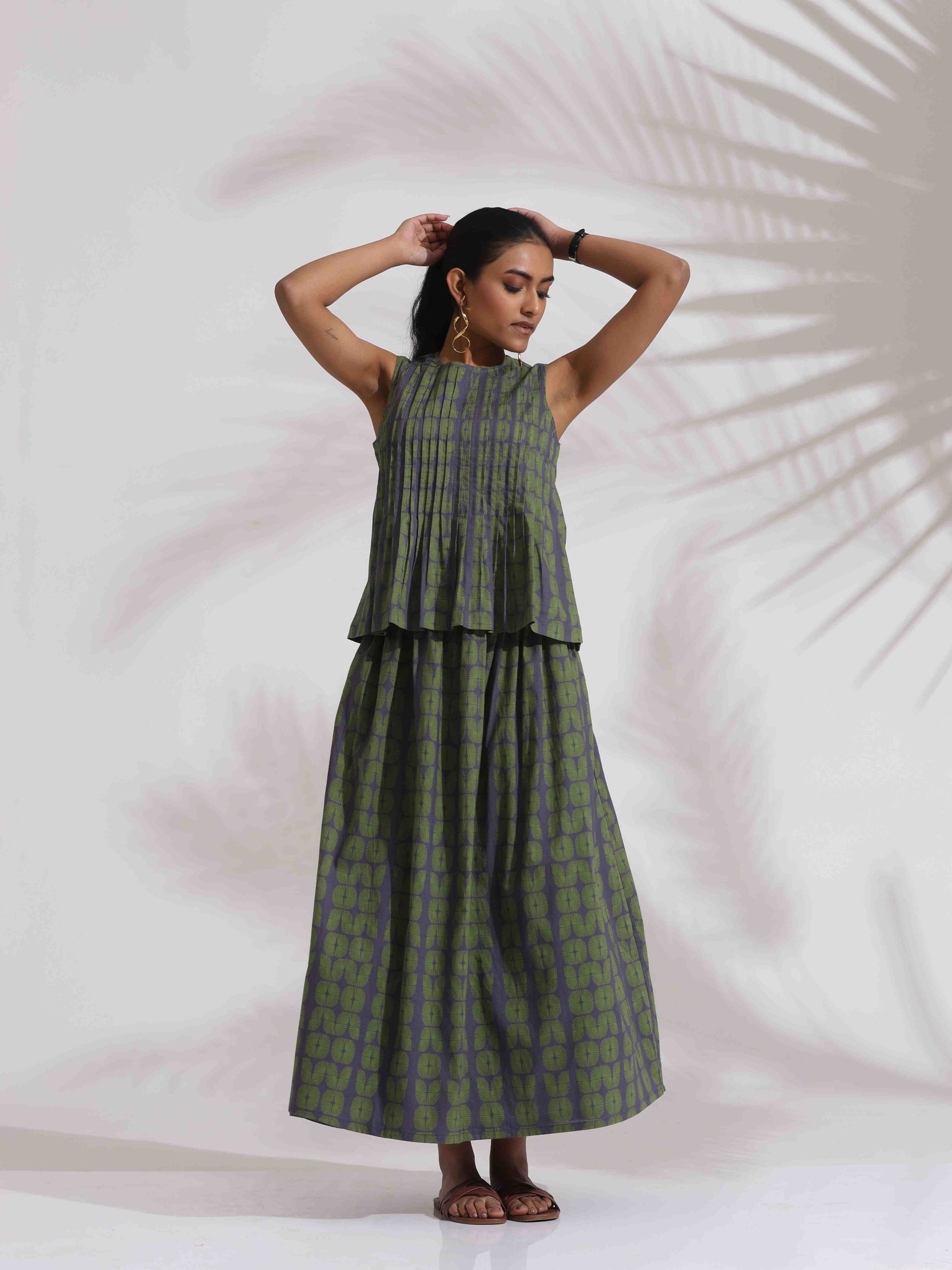 trueBrowns Grey Cotton Skirt Co-ord Set - Distacart