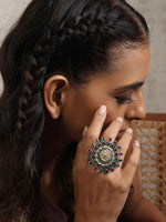 Thumbnail for trueBrowns Silver Gold Tone Mandala Ring - Distacart