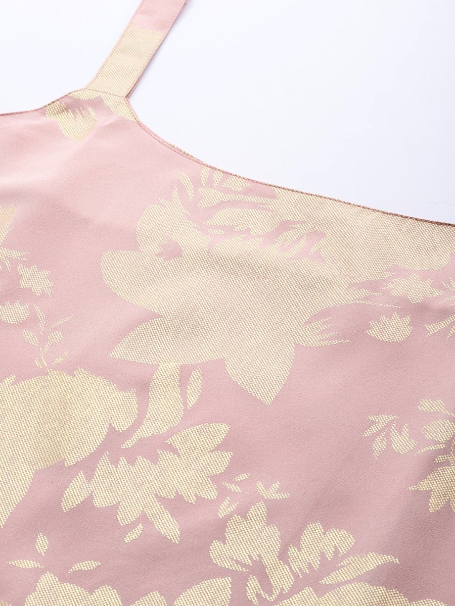 Ahalyaa Square Neck Printed Crepe Tunic With Lace Inserts - Distacart