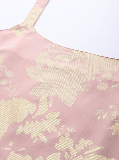 Ahalyaa Square Neck Printed Crepe Tunic With Lace Inserts - Distacart