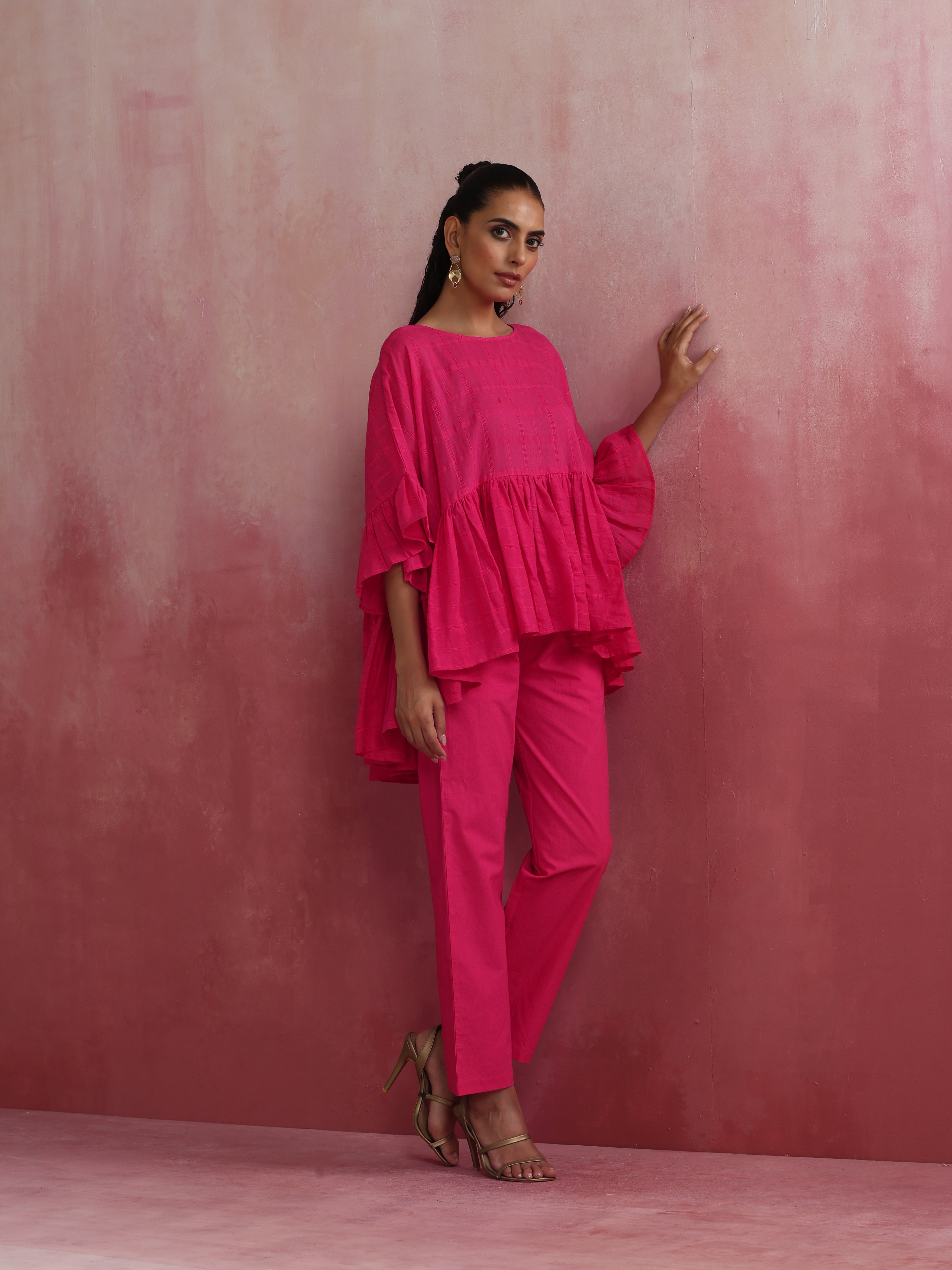 trueBrowns Pink Cotton Dobby Co-ord set - Distacart