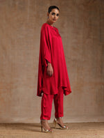 Thumbnail for trueBrowns Red Modal Satin Oversized Round Co-Ord Set - Distacart